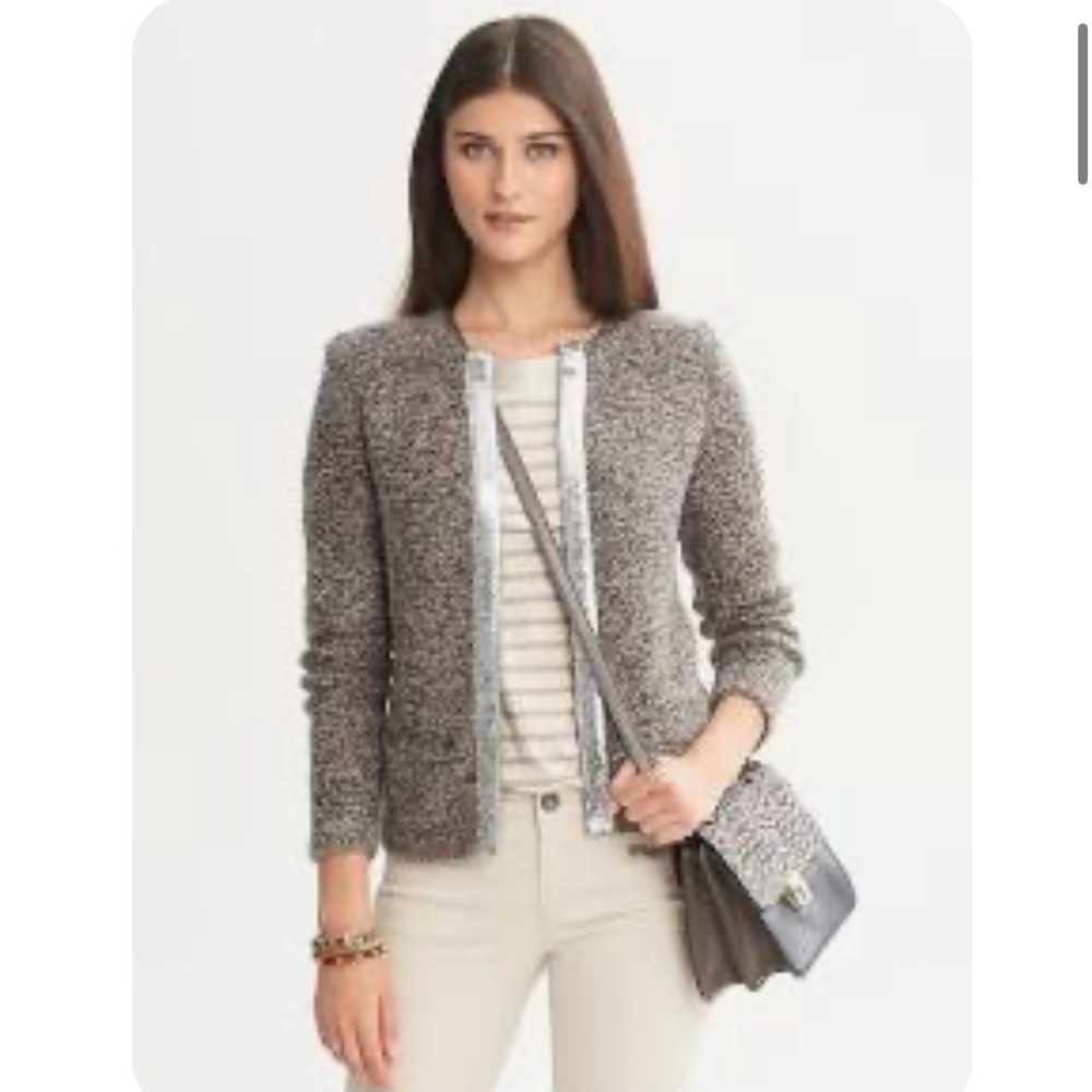 Banana Republic Mohair Blend Sequin-Trim Sweater Jacket - Size M - Picture 6 of 6